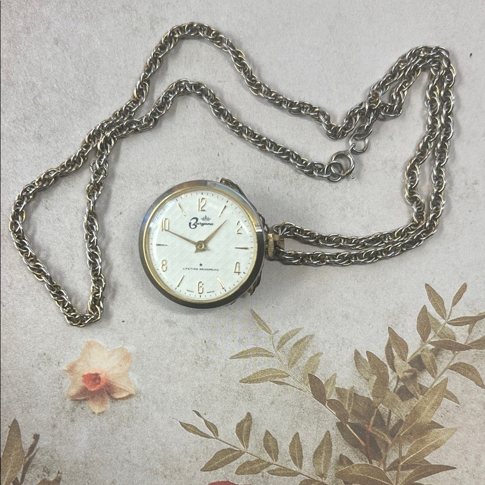 Authentic Vintage, Working Wind-Up Pendant / Pocket watch by Burgama.